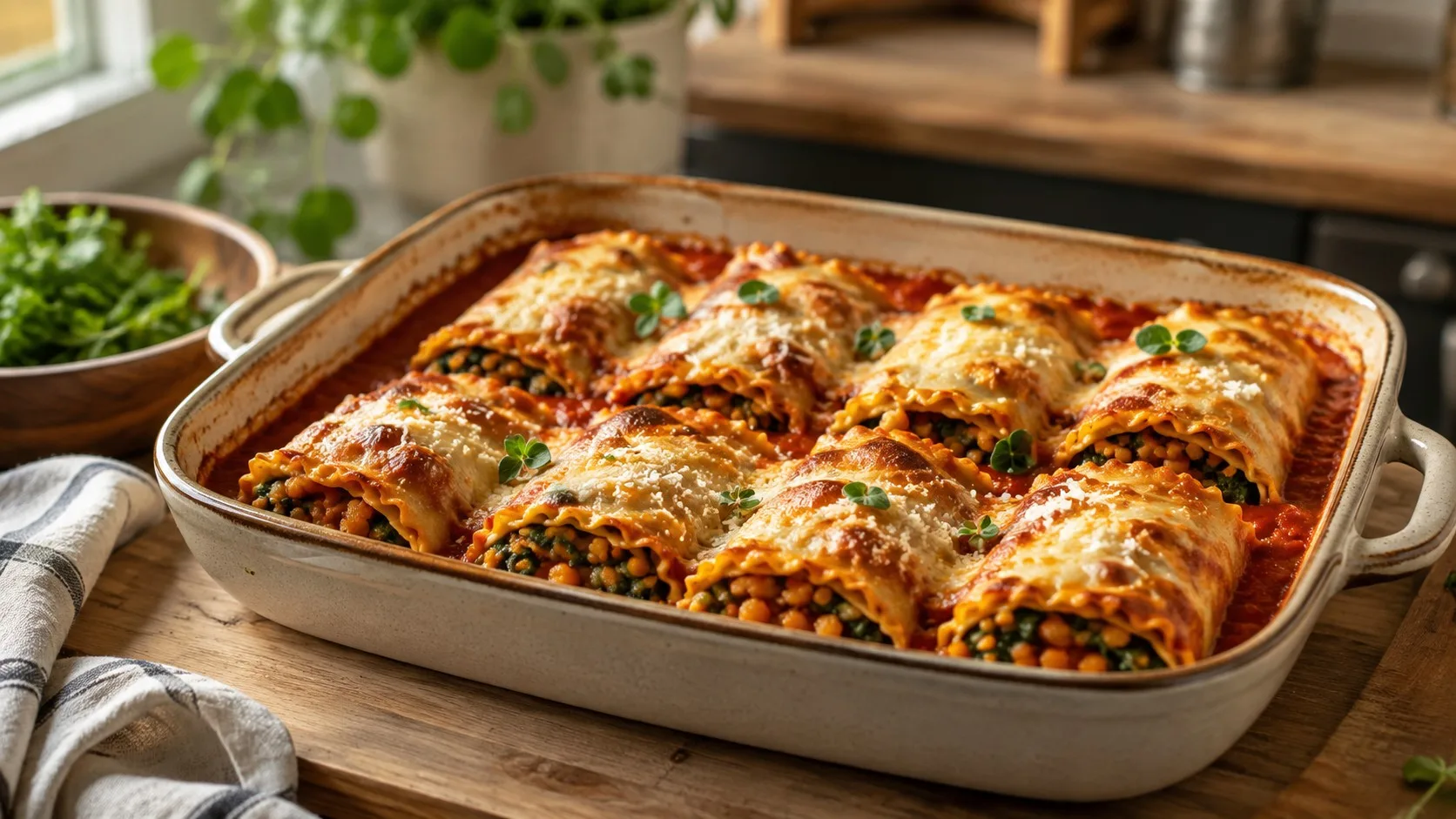 Lasagnes roulées végétales aux lentilles corail : le format pratique pour un repas nomade — recette Italie