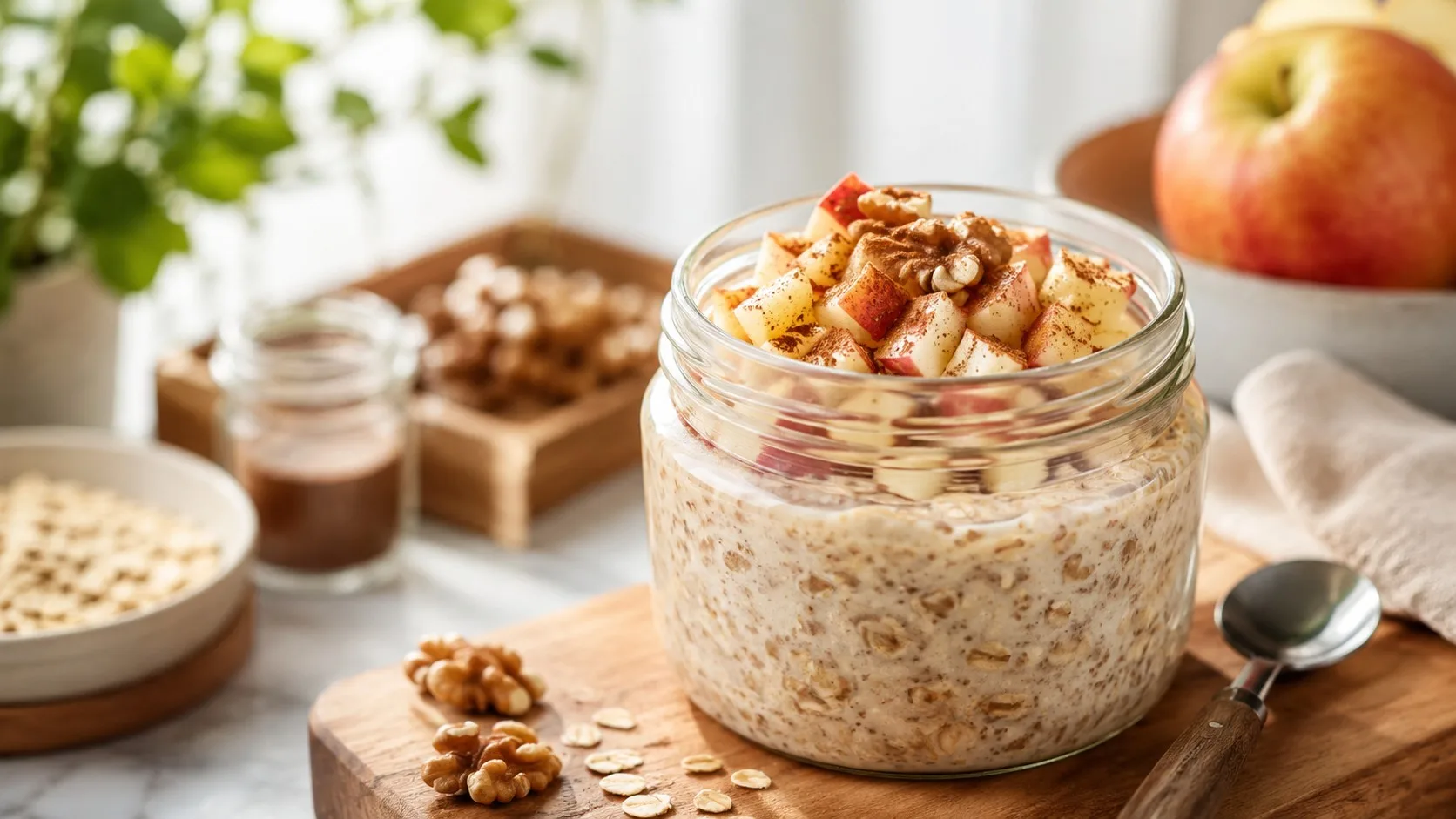 Overnight oats pomme-cannelle : le petit déjeuner prêt quand la matinée démarre trop vite — recette France