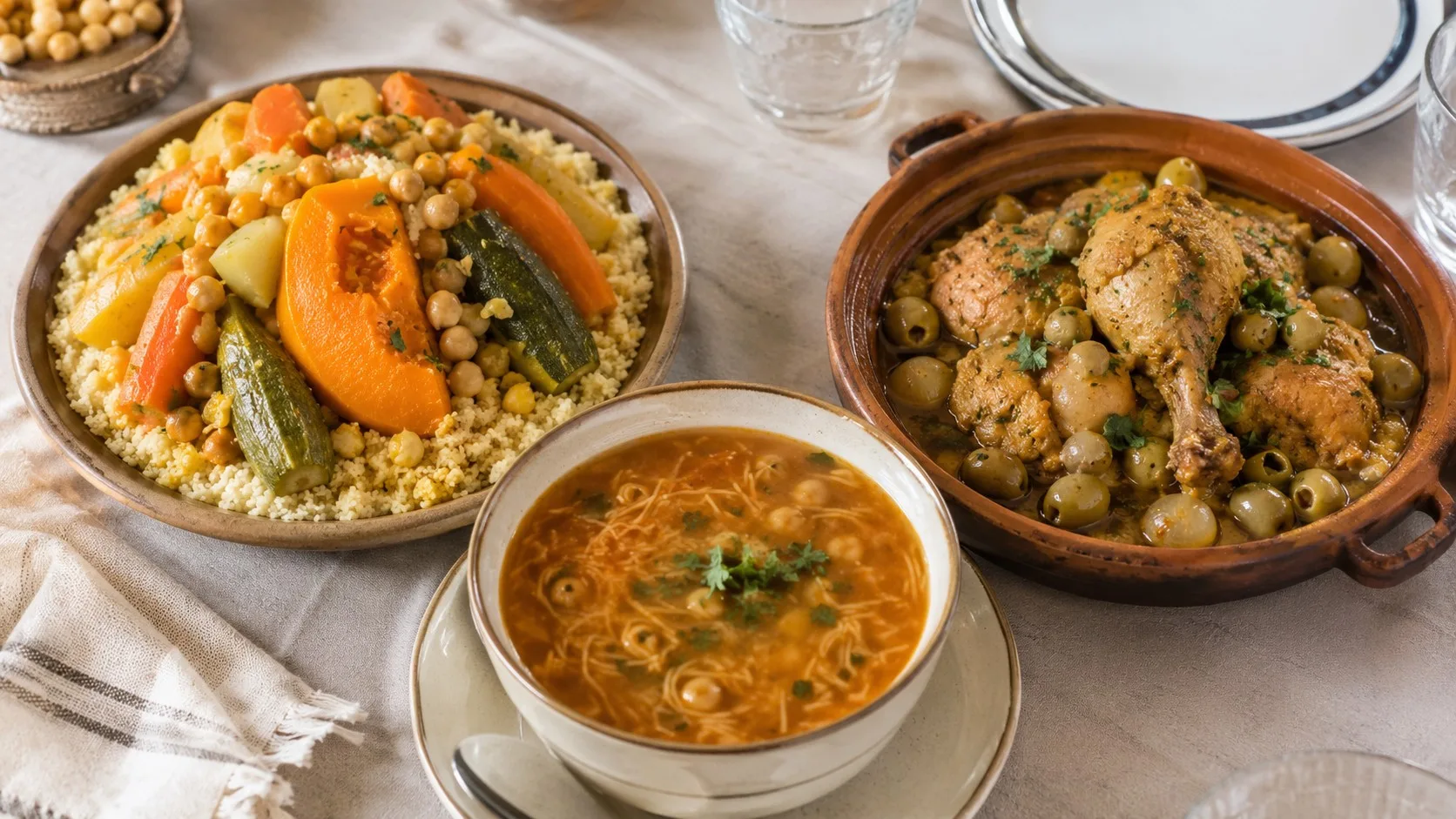 Repas familial algérien : choisir entre couscous, chorba et tajine zitoune selon votre temps — recette Algérie