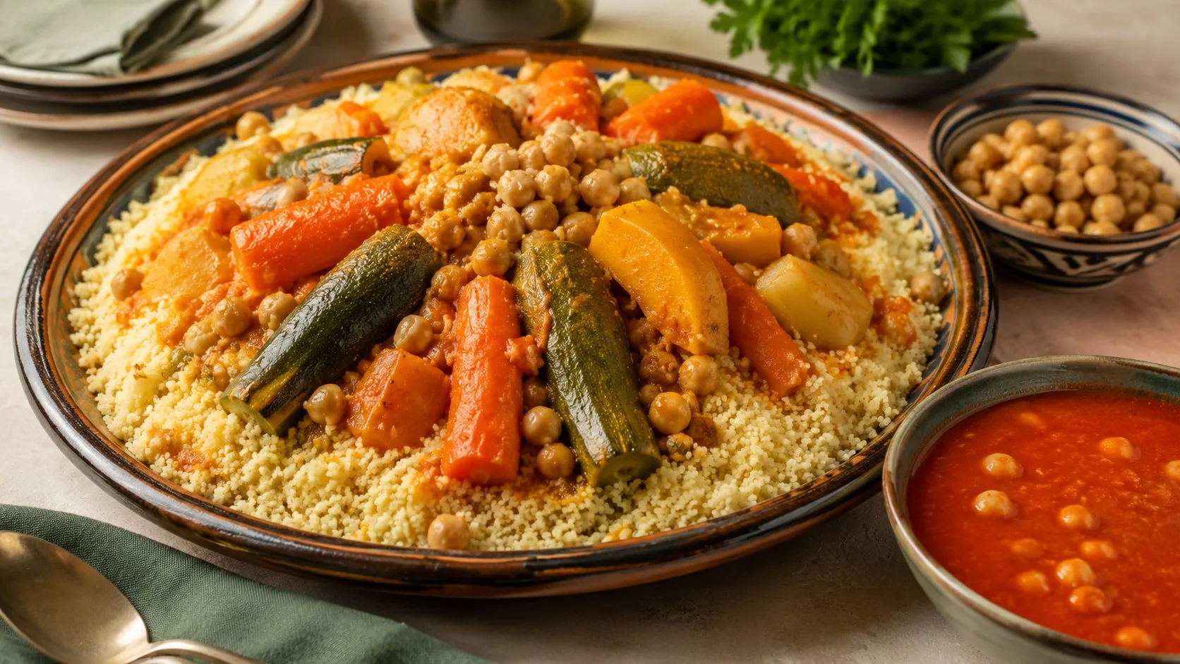 Couscous tunisien familial : la chronologie pour servir semoule, sauce et légumes bien chauds — recette Tunisie