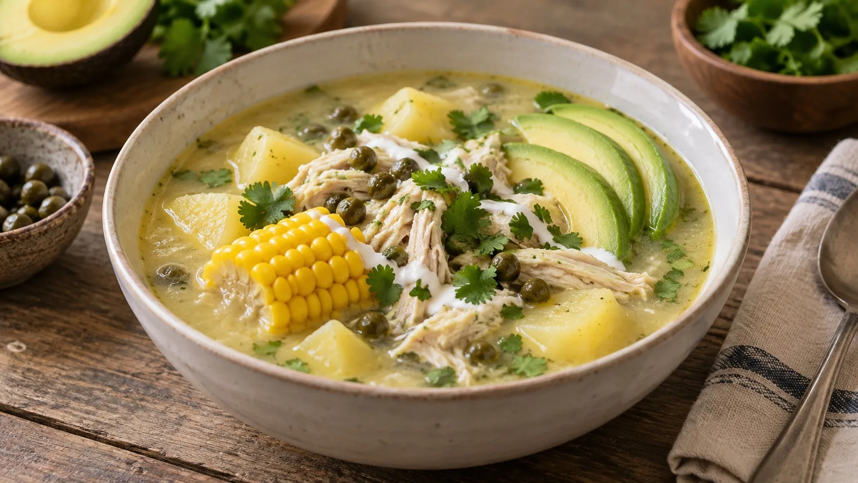 Photo de la recette « Ajiaco colombiano accessible : le guide pour une soupe crémeuse sans pommes de terre noyées »