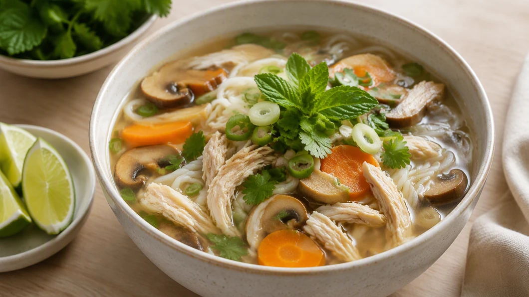 Bouillon de poulet aux nouilles de riz : le bon ordre pour un bol clair et parfumé prêt à être servi