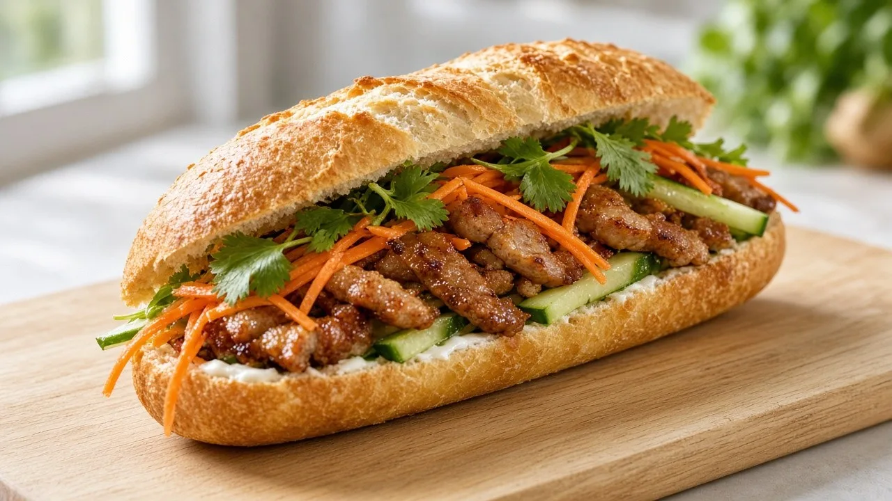 Photo de la recette « Bánh mì vietnamien : les solutions pour un sandwich croustillant sans baguette détrempée »