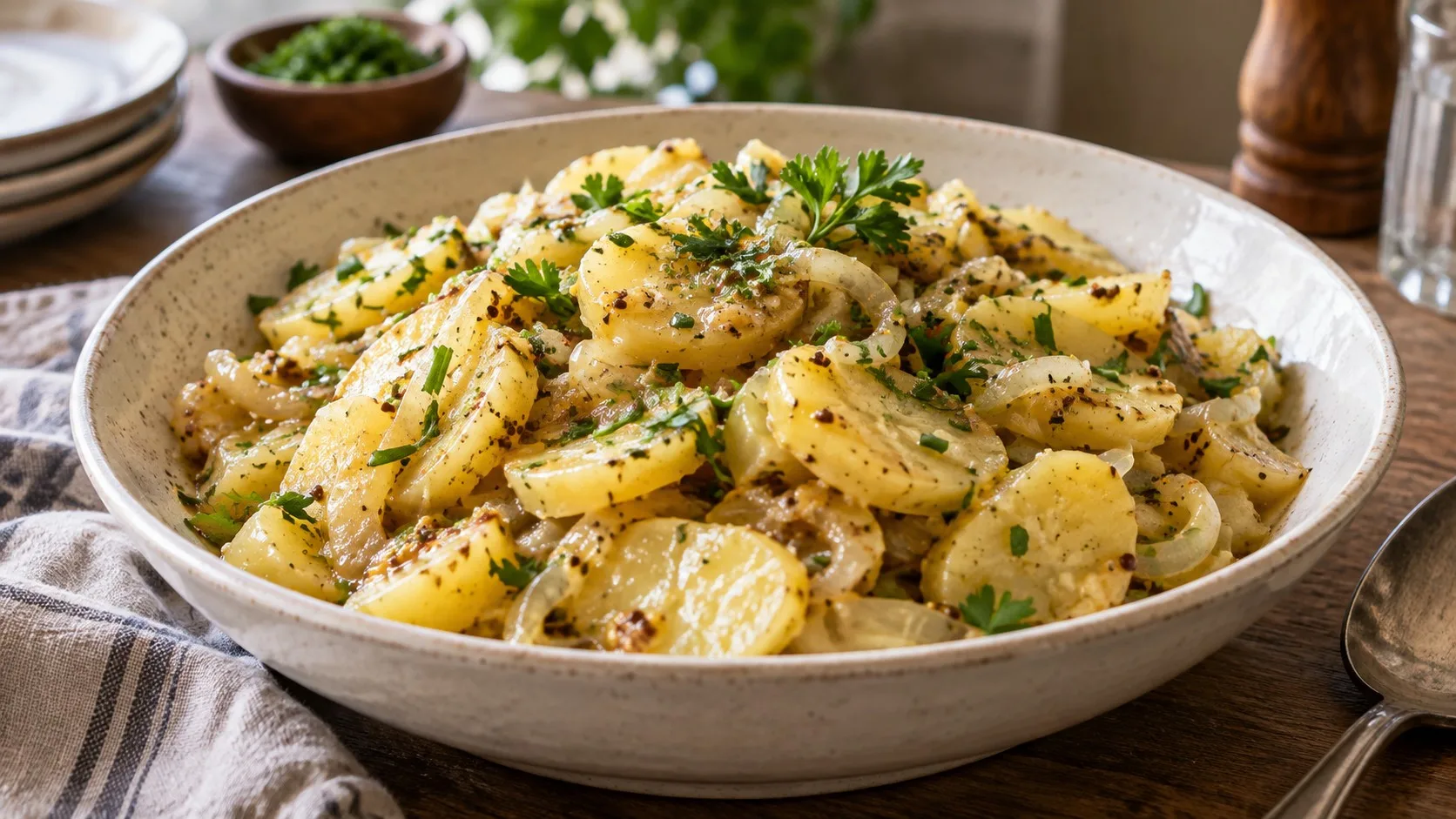 Kartoffelsalat tiède : choisir la bonne texture pour une salade de pommes de terre allemande nette — recette Allemagne