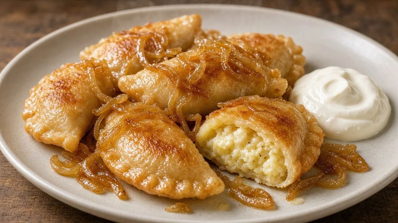 Photo de la recette « Pierogi ruskie : comparer l’eau et la poêle pour une pâte tendre sans farce qui fuit »